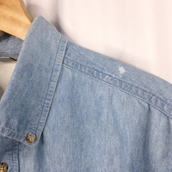 Carhartt Denim Chambray Men's Shirt 2XLT / 3XLT Short Sleeve Button Down READ - Picture 4 of 11